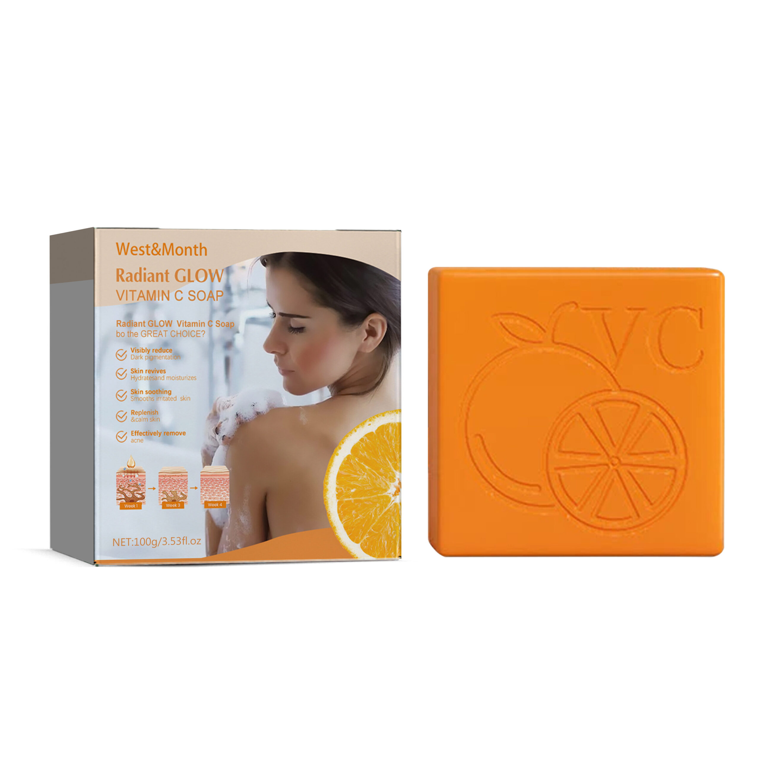 587057147 Radiant Glow Vitamin C Soap, Brightening Moisturizing Bath Cleansing Soap - Image 1