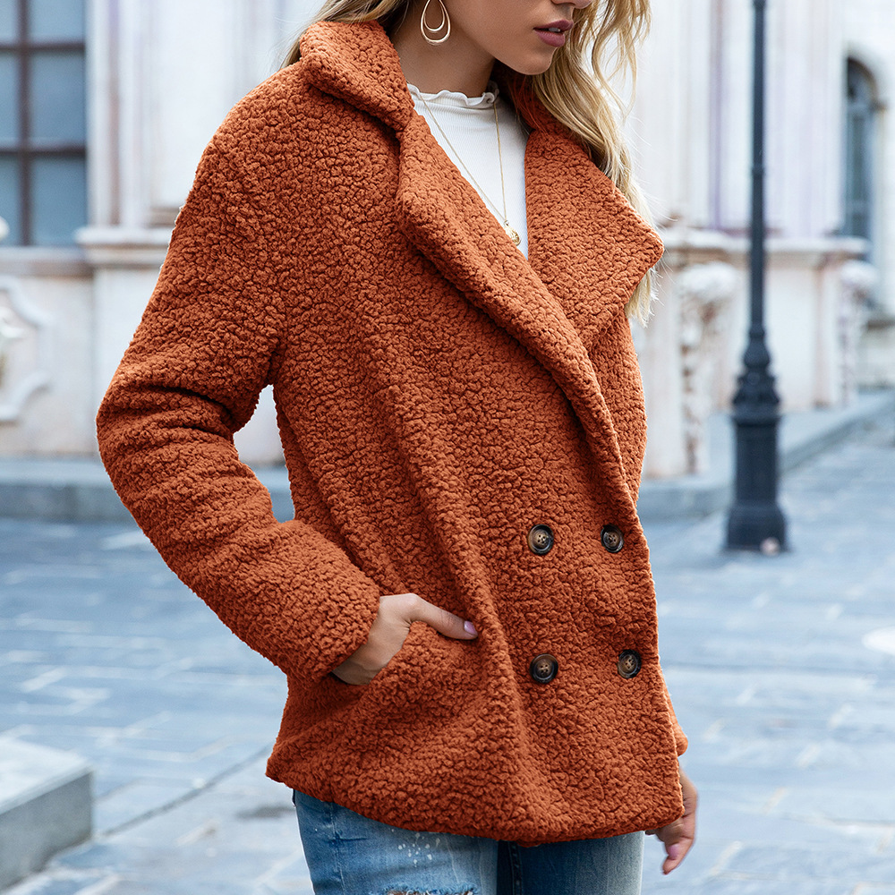 1218379166736.jpg Loose Lapel Fluffy Coat Winter Button Jacket Cardigan Outwear For Women Clothing - Image 7