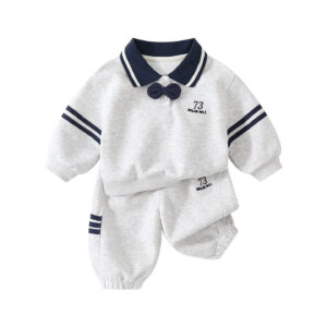 Casual Sporty Tie Set, Cuffed Pants Stylish Two-Piece Outfit