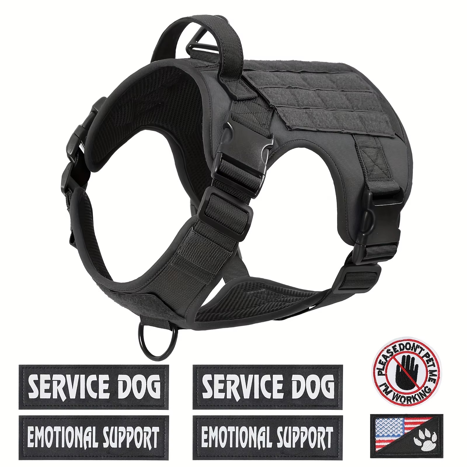 1776b9e8-8081-4b3e-b044-712cce9b6e1e.jpg American Local Tactical Pet Boobs Service Dog Harness Vest Adjustable Reflective Dog Harness Metal Buckle Hiking Training - Image 7