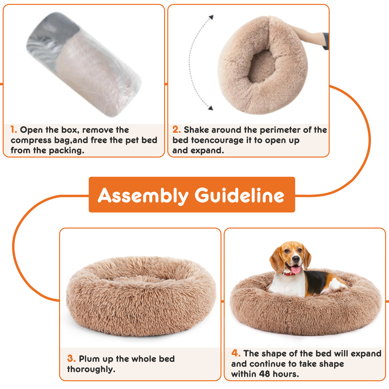 1892749220784640000.jpg 24 Inch Anti-Slip Round Fluffy Plush Faux Fur Cat Bed, Fits Up To 25 Lbs Pets - Image 7