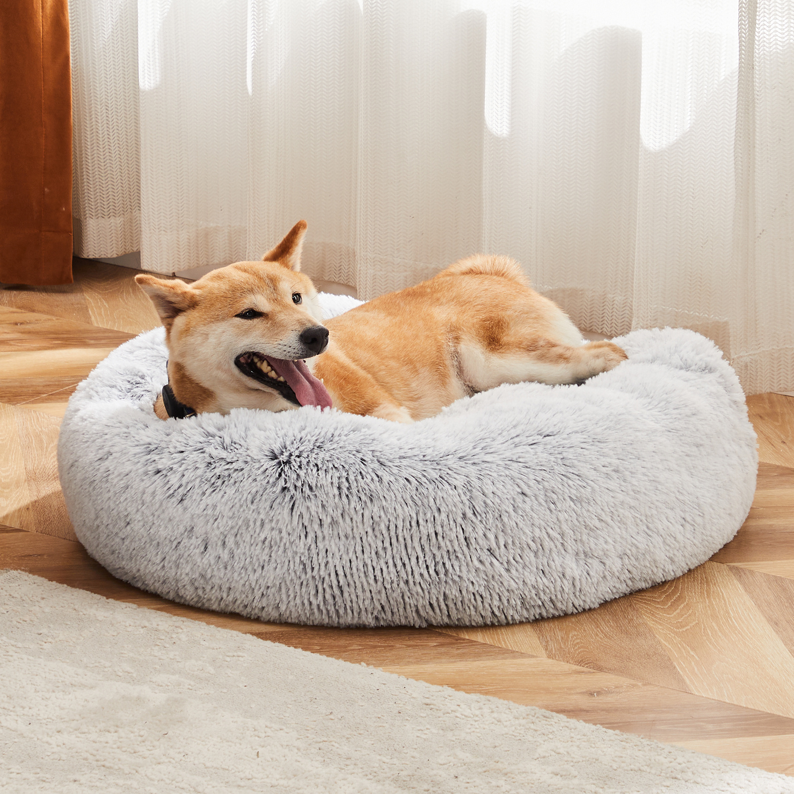 1892749222403641344.jpg 24 Inch Anti-Slip Round Fluffy Plush Faux Fur Cat Bed, Fits Up To 25 Lbs Pets - Image 2