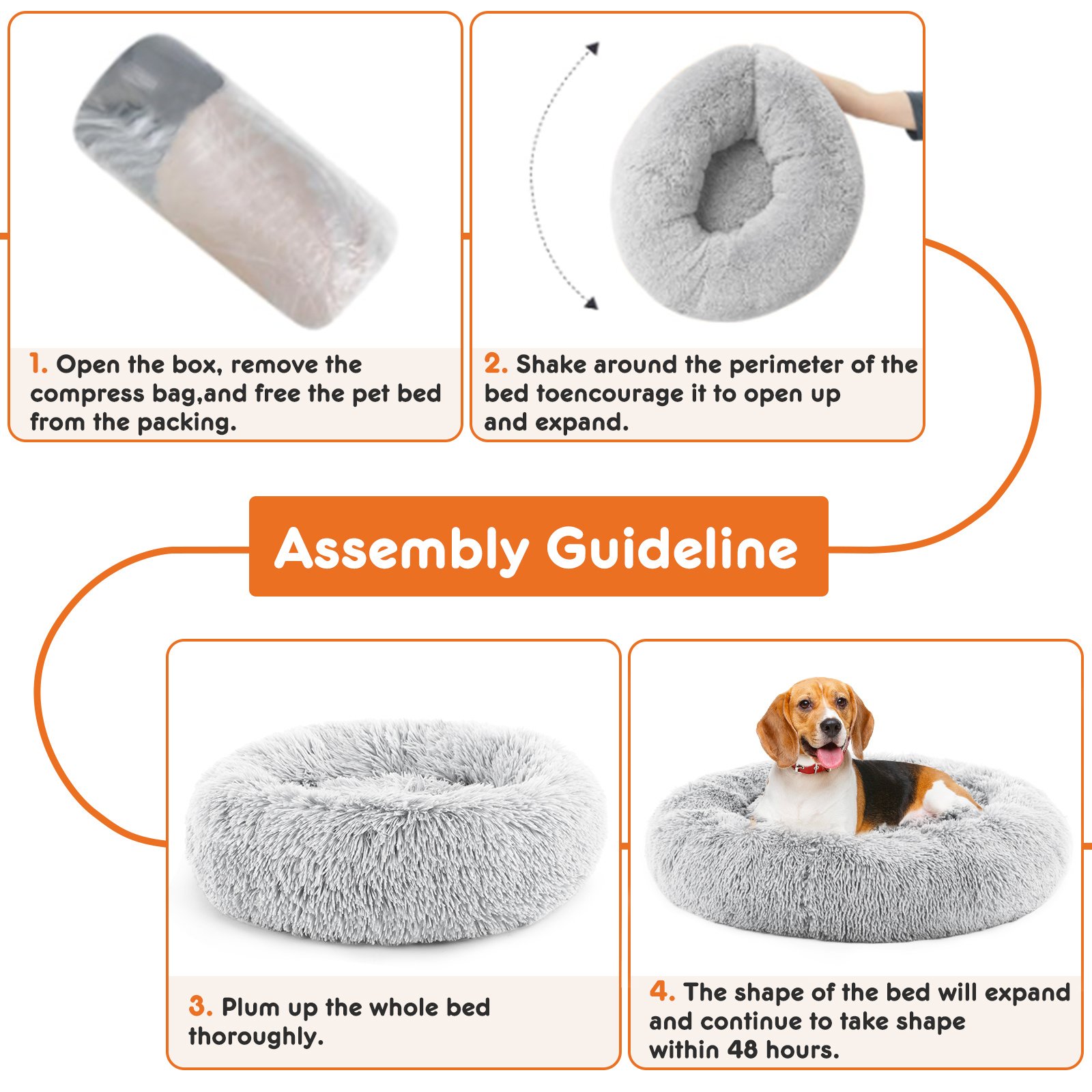 1892749223578046464.jpg 24 Inch Anti-Slip Round Fluffy Plush Faux Fur Cat Bed, Fits Up To 25 Lbs Pets - Image 3