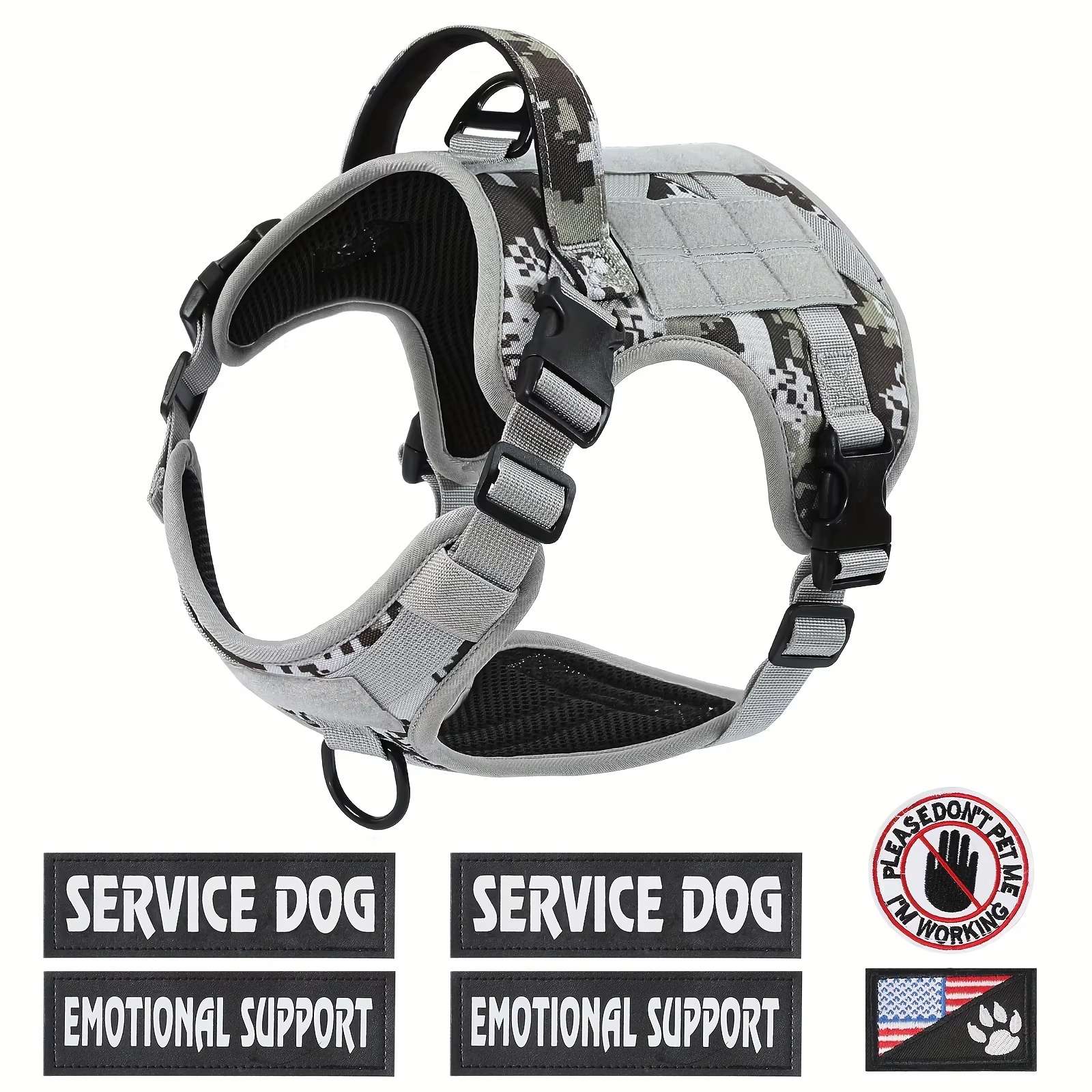 214af00c-129e-459d-9549-d931b4acb3cb.jpg American Local Tactical Pet Boobs Service Dog Harness Vest Adjustable Reflective Dog Harness Metal Buckle Hiking Training - Image 3