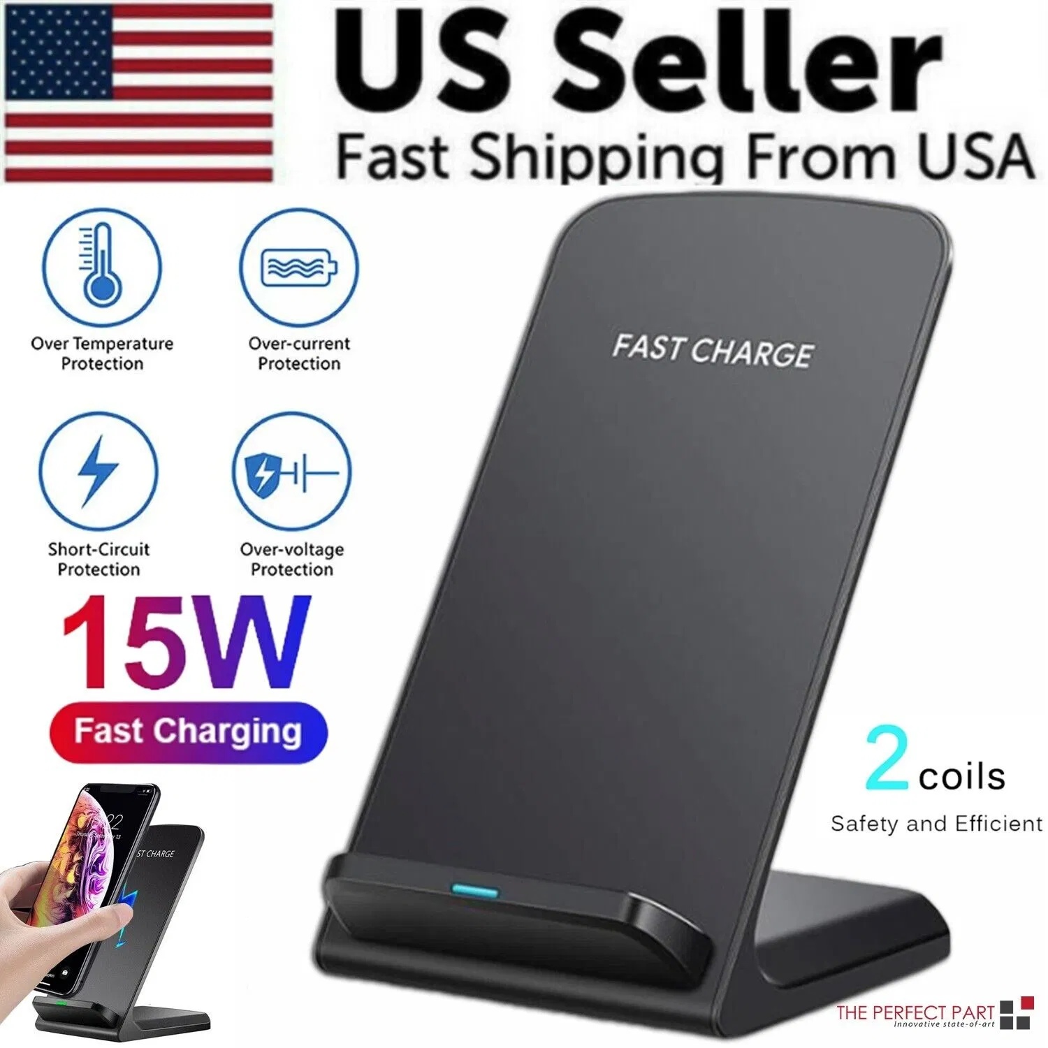 24448b9b-3c40-40e4-9c37-709605d4fbef.jpg Qi Wireless Fast Charger Charging Pad Stand Dock For Galaxy Phone - Image 1