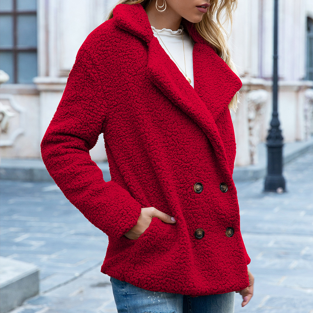 2592799412572.jpg Loose Lapel Fluffy Coat Winter Button Jacket Cardigan Outwear For Women Clothing - Image 10