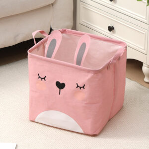 Fabric Cartoon Kids' Toy Storage Bin, Foldable Clothing Organizer & Laundry Hamper, Creative Living Room Storage Basket
