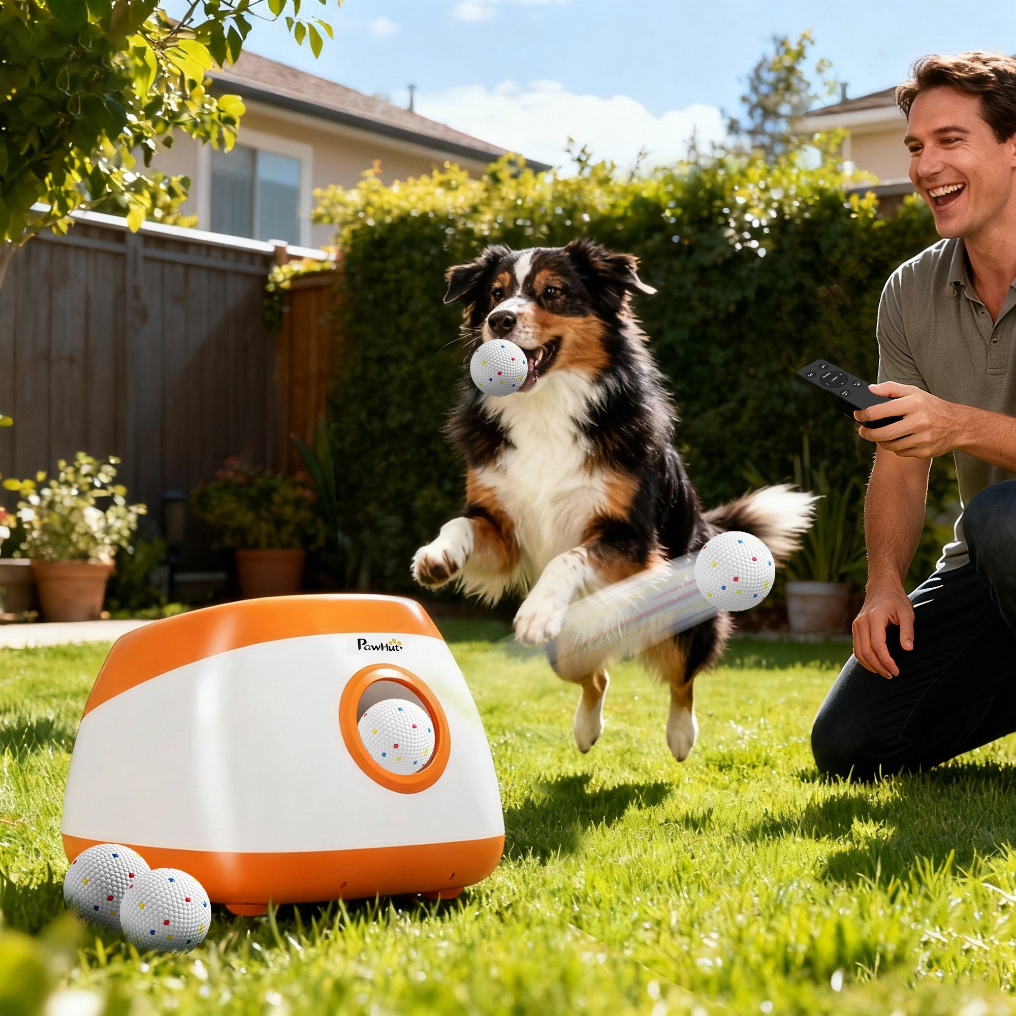 30081313-7c2e-4648-bf7d-2ed5dd1ecb05.jpg Automatic Dog Ball Launcher with 26-80 FT Distance, Automatic Ball Launcher for Medium and Large Dogs, Orange - Image 1