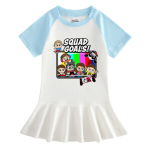 Cartoon half sleeved girls' dress