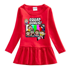 Girls' round neck pure cotton dress