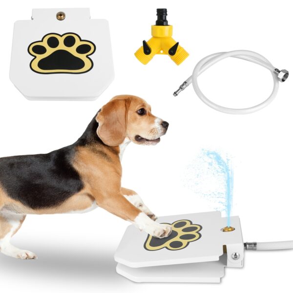 1Pc Dog Water Fountain Outdoor Dog Pet Water Dispenser Step-on Activated Sprinkler With Interactive Paw Pedal Valve For Drinking Water