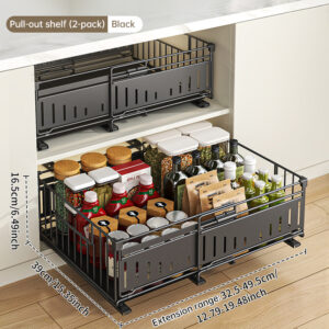 Telescopic Kitchen Drawer Organizer, Adjustable Slide-Out Storage Rack (33-49cm)