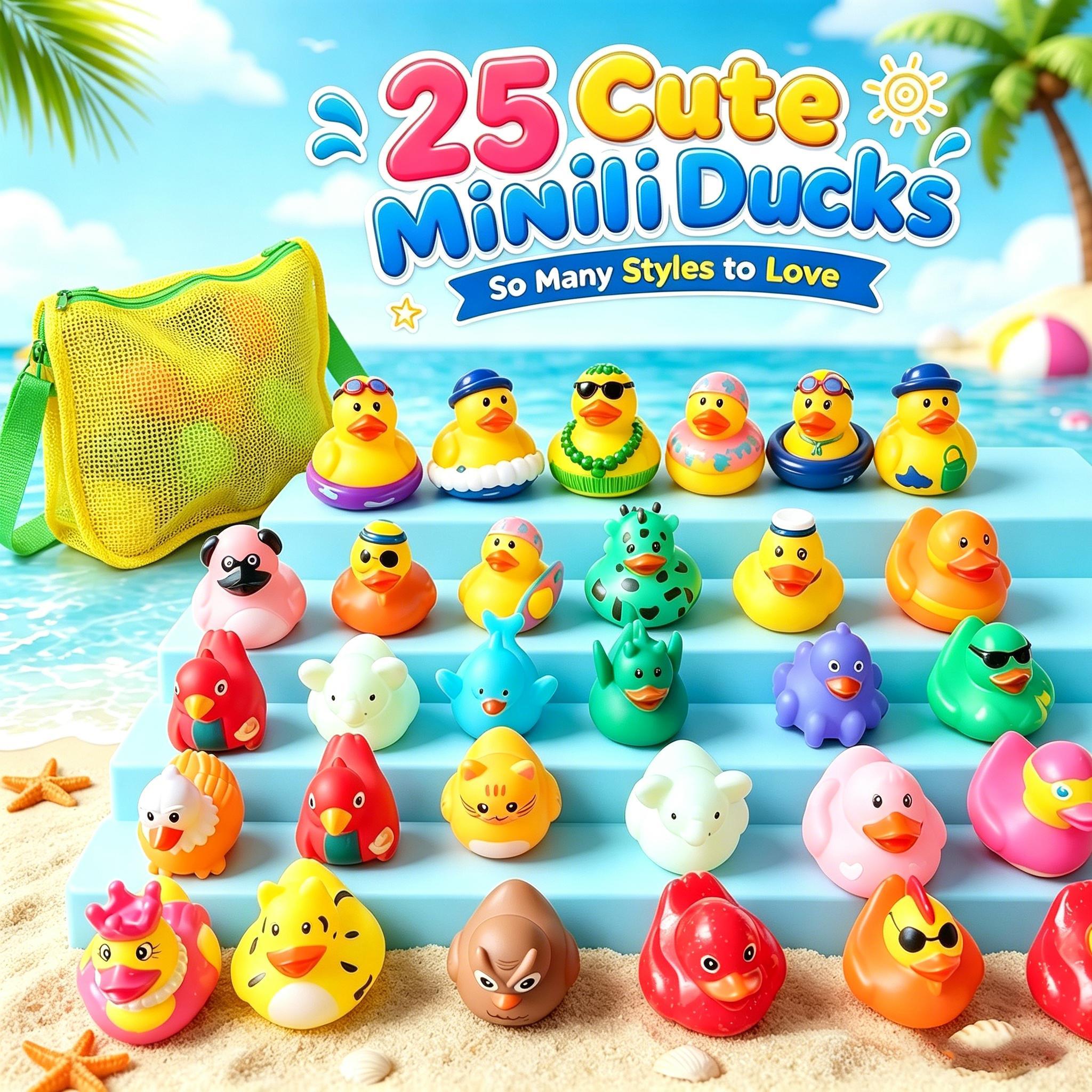 57e1096d-a13d-44d7-b55e-9597cc4d1692.jpg Assorted Cute Mini Rubber Ducks Squeaky Bath Toys For Kids Small Gifts For Pool, Beach, And Parties,Self-pickup Only. - Image 1