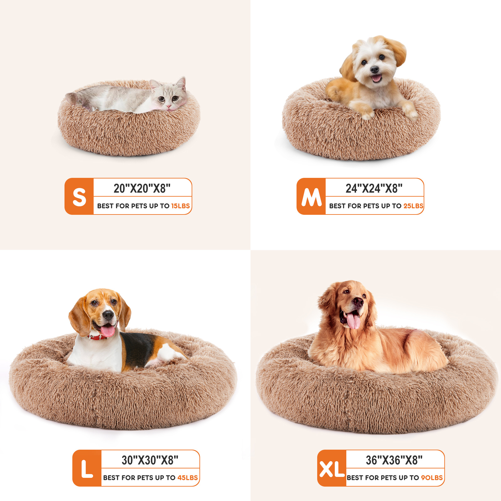 7c77cf59-9997-4a4c-a67d-7b70e13c2205.jpg 24 Inch Anti-Slip Round Fluffy Plush Faux Fur Cat Bed, Fits Up To 25 Lbs Pets - Image 4