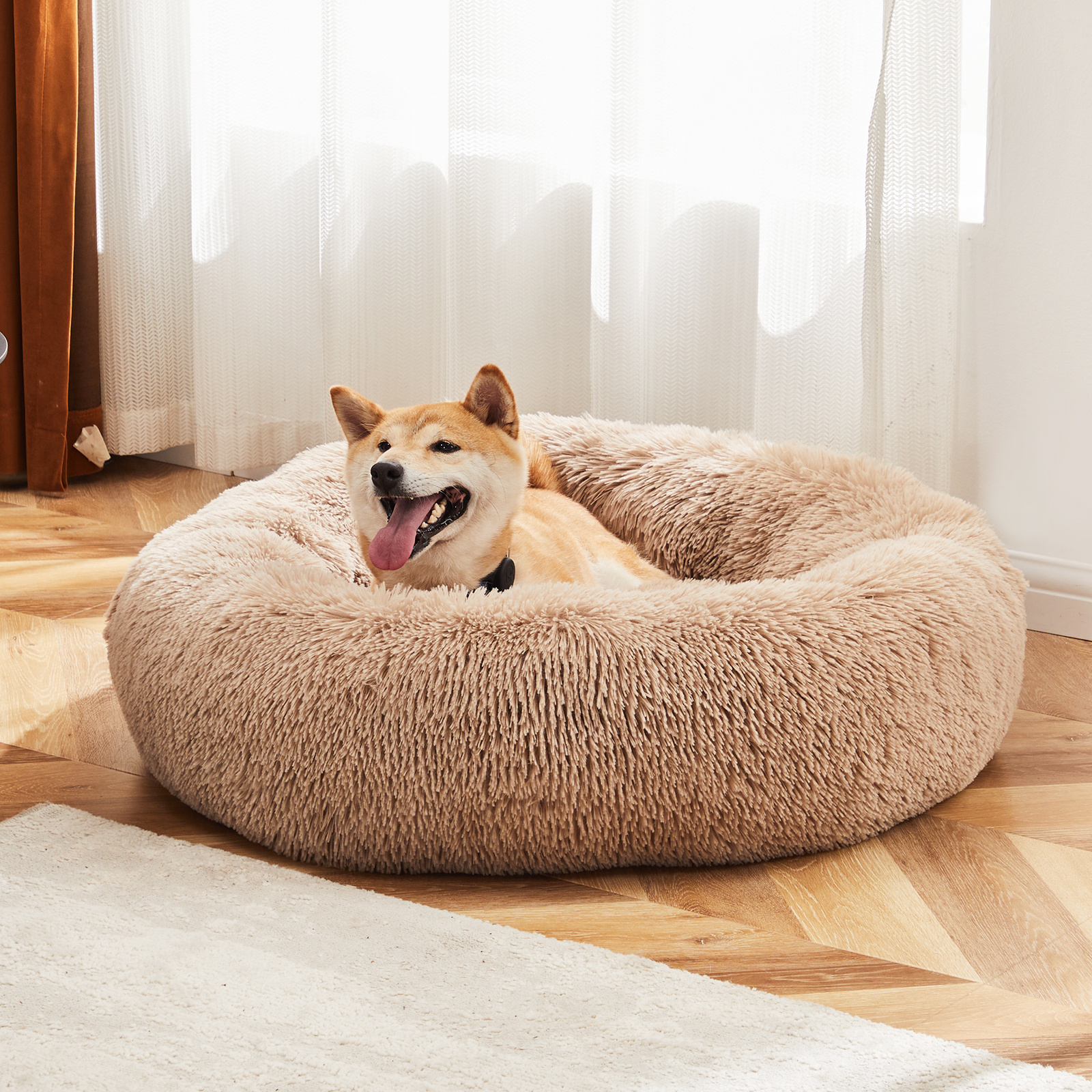 89686930-a443-4ea2-b982-5bd990ee8005.jpg 24 Inch Anti-Slip Round Fluffy Plush Faux Fur Cat Bed, Fits Up To 25 Lbs Pets - Image 8