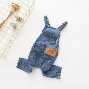 Washed Denim Comfortable Stretchy Jeans Pet Overalls