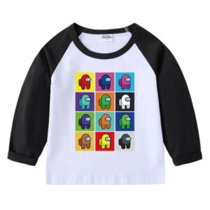 Children's T-shirt with round neck cartoon long sleeves