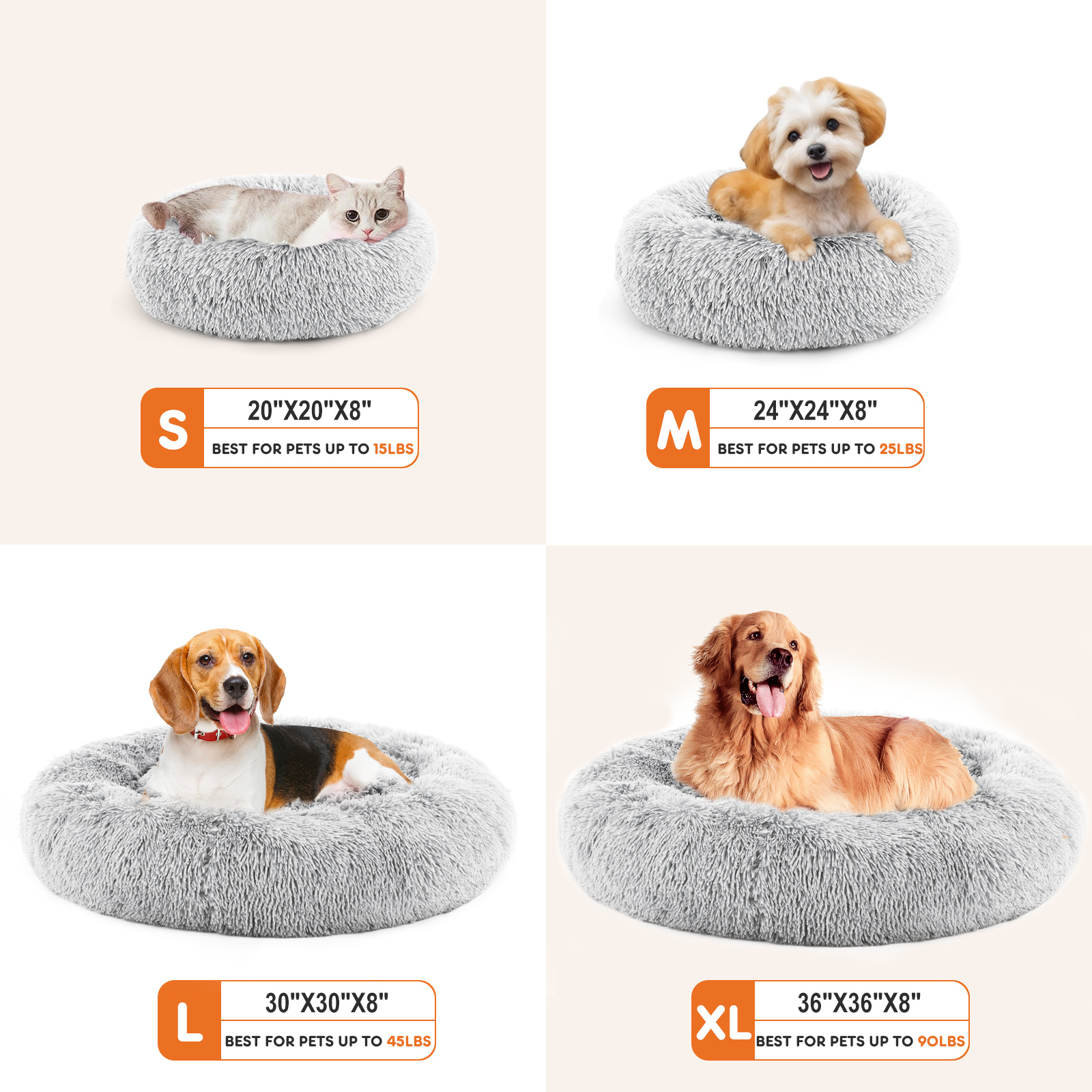9b1d5f7a-b5a5-4297-9252-26e780efe88c.jpg 24 Inch Anti-Slip Round Fluffy Plush Faux Fur Cat Bed, Fits Up To 25 Lbs Pets - Image 6