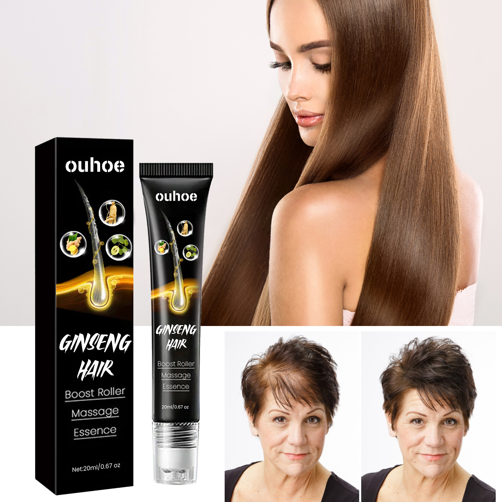 587059822 Ginseng Massage Essence, Moisturizes Scalp Strengthens Hair Prevents Loss Hair Care Essence - Image 1