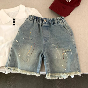Children's pants boys' ripped denim shorts