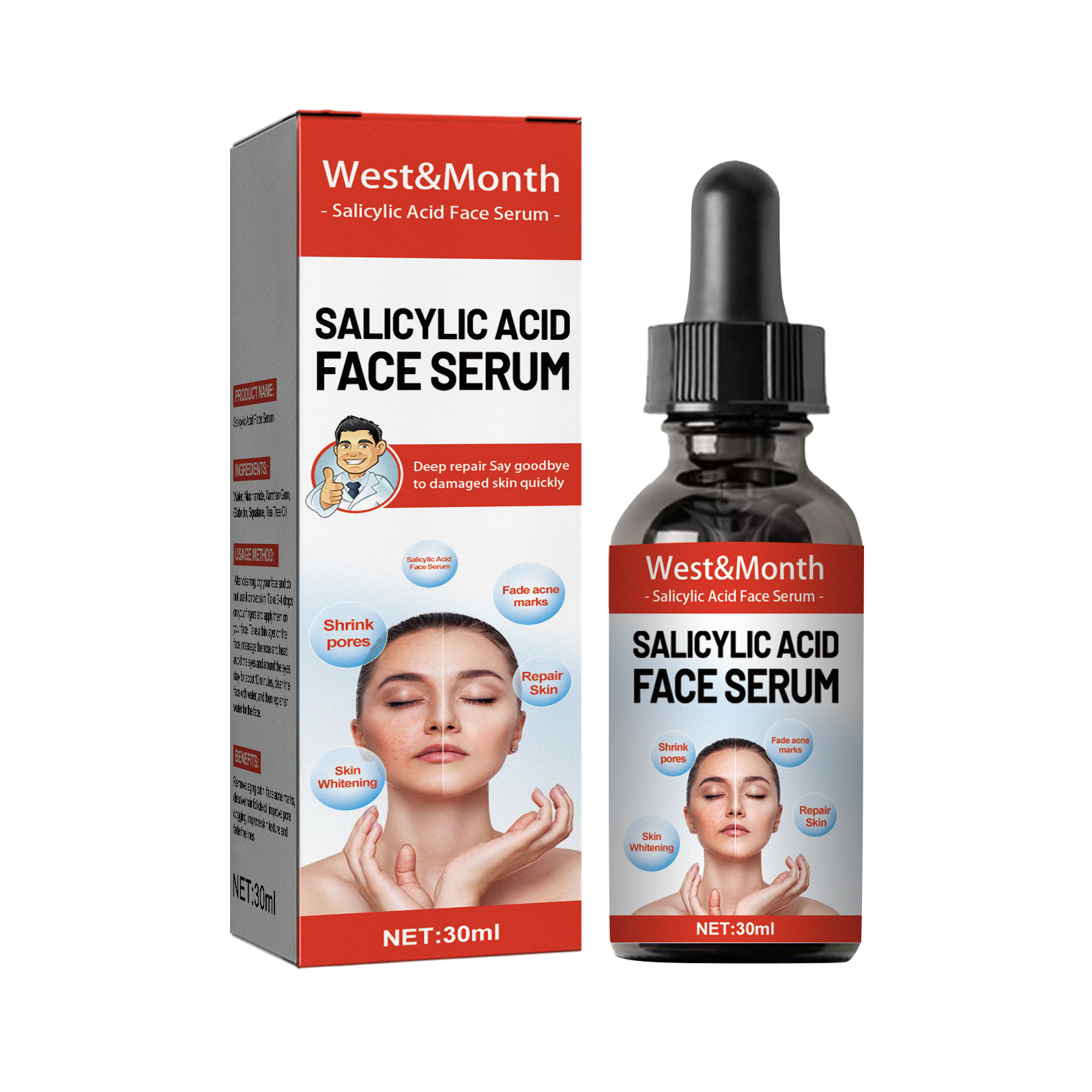 587060124 Salicylic Acid Facial Essence Hydrating Repair Improve Skin Care Essence - Image 1
