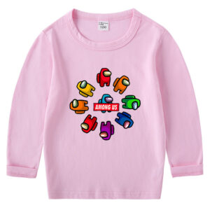 Children's cotton T-shirt with round neck and long sleeved base