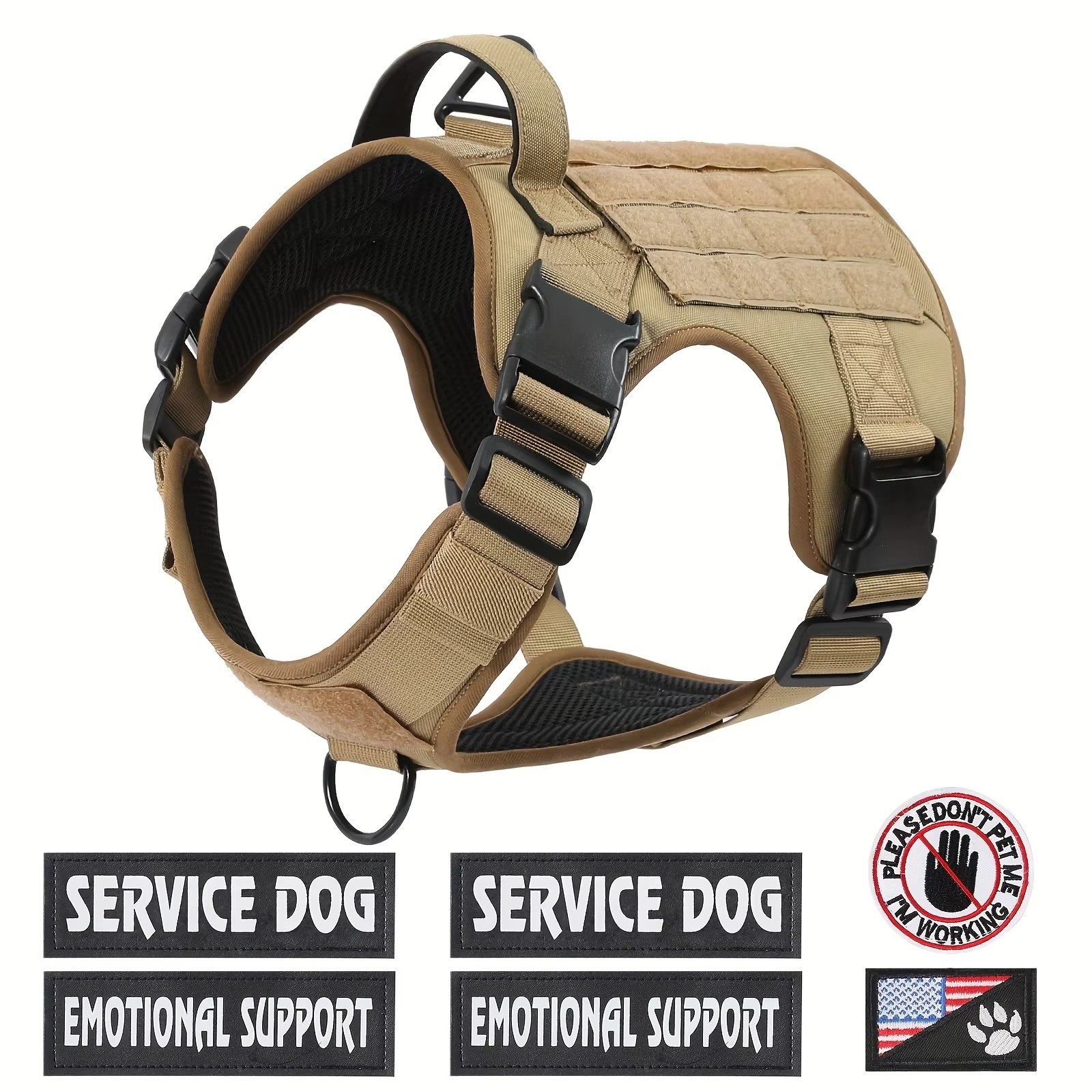 ab07d914-e3f9-4e97-b34e-1f9b6102afc2.jpg American Local Tactical Pet Boobs Service Dog Harness Vest Adjustable Reflective Dog Harness Metal Buckle Hiking Training - Image 9