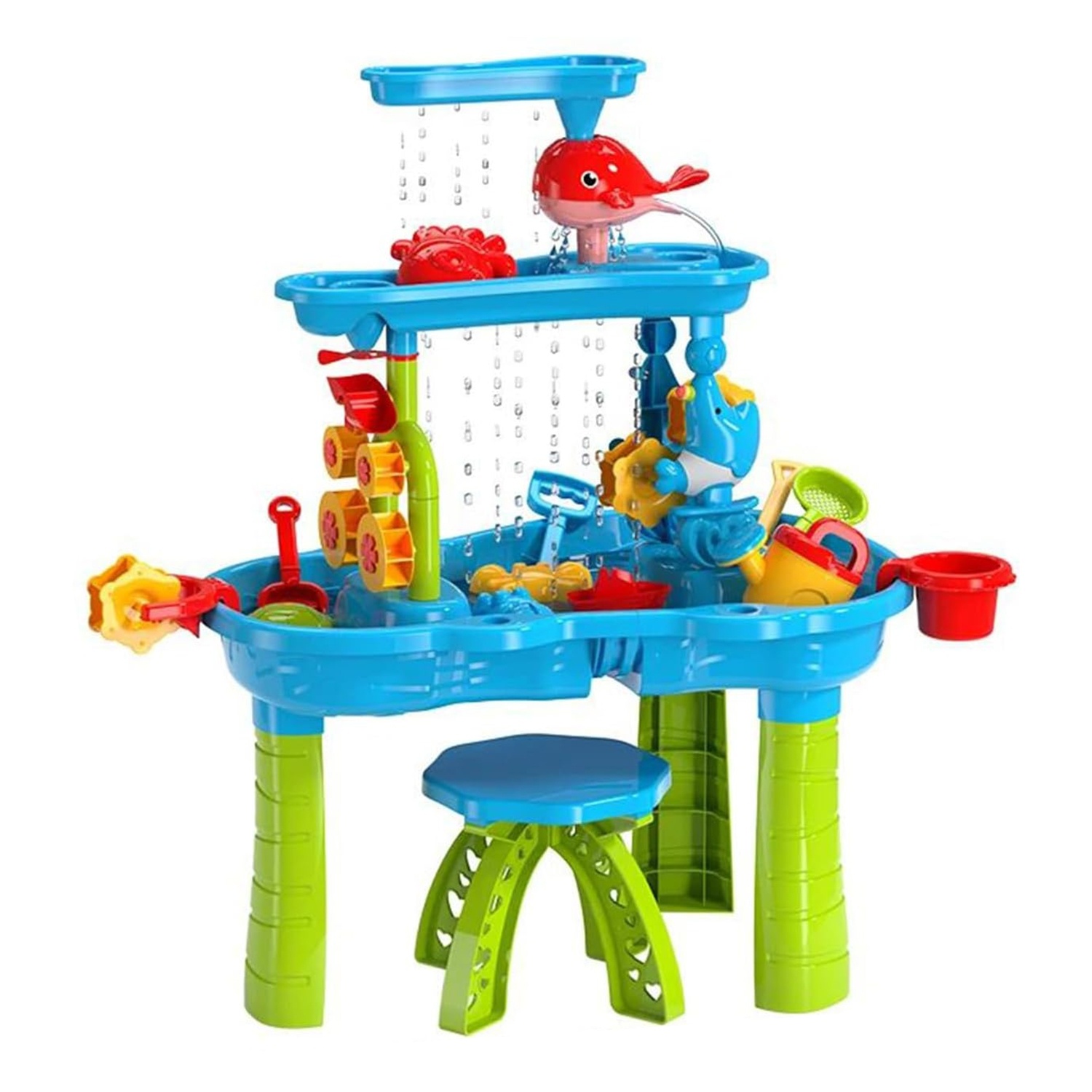 ab76a70e-86b6-4188-8401-99a022f04385.jpg 1Set Kid Sand Water Table For Summer Playing Toddler Water Activity Table Rain Showers Play Table Toy For 3 To 6 Years Old Sensory Exercise Friendship Building - Image 1