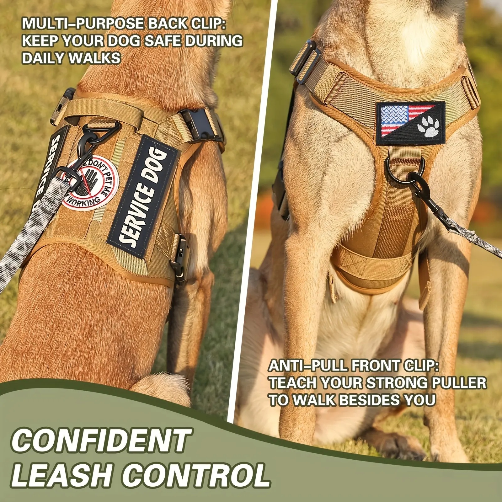 c7435f59-61a7-4b59-9af1-a6e70d5ac921.jpg American Local Tactical Pet Boobs Service Dog Harness Vest Adjustable Reflective Dog Harness Metal Buckle Hiking Training - Image 8