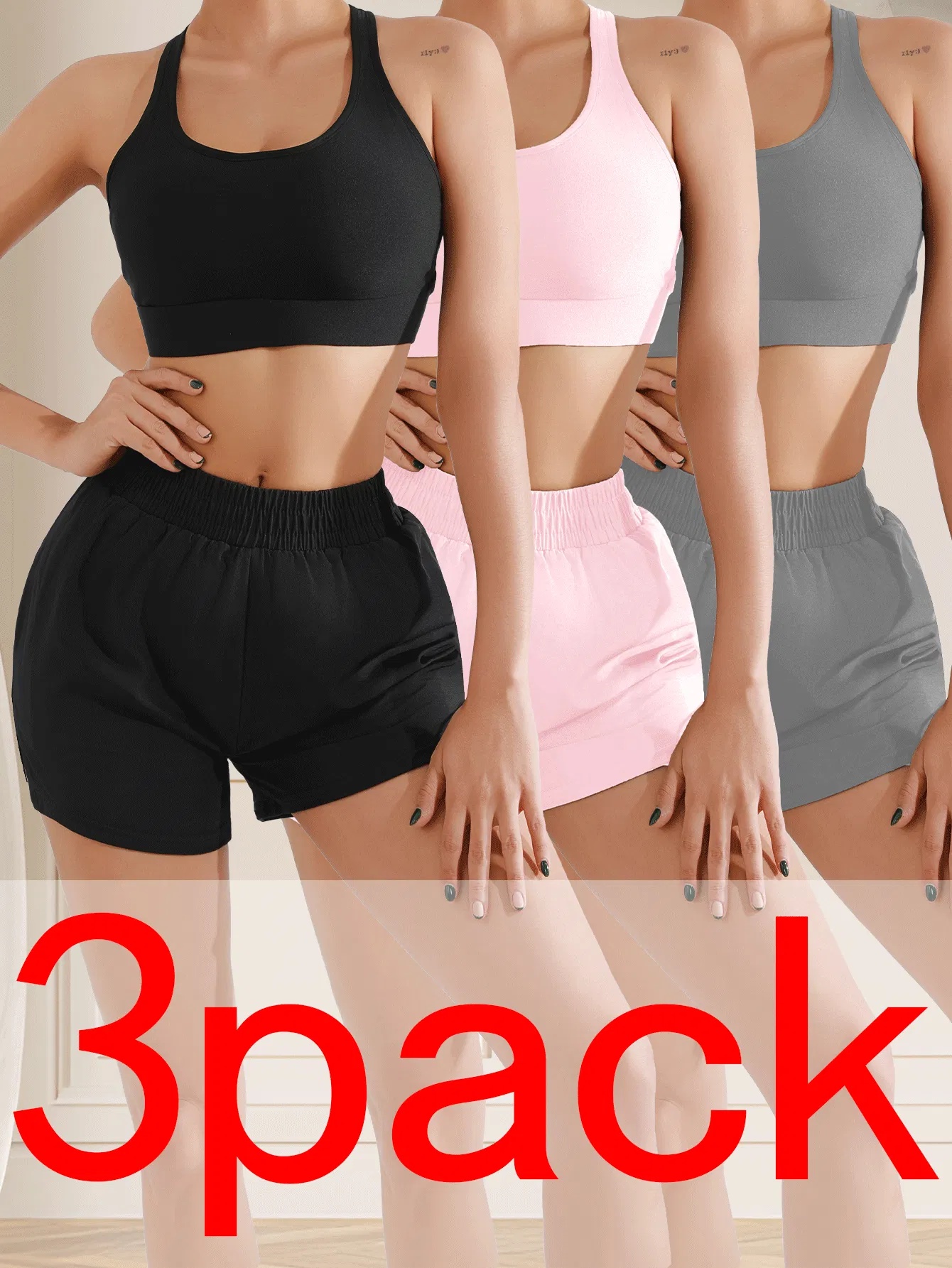 ca49195d-1079-4b9e-b256-32a18760d5a6.jpg 3pcs Cooling Quick-Dry Workout Shorts Breathable, Loose Fit, Perfect For Summer - Image 1